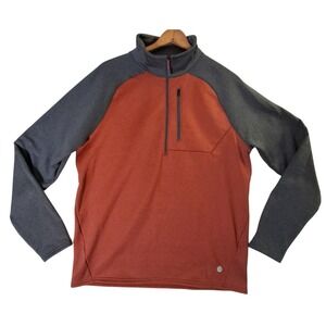 L.L. Bean 1/4 Zip Pullover Men's Large Tall Orange Gray  Fleece Gorpcore